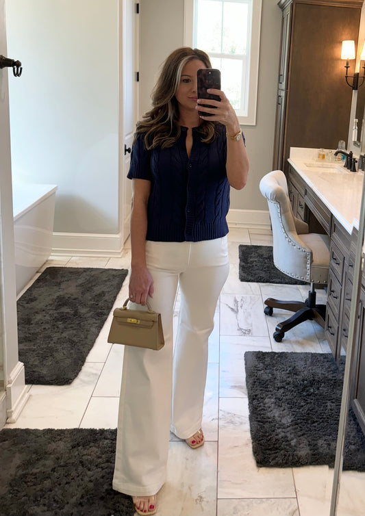 Feeling It Navy Sweater Top