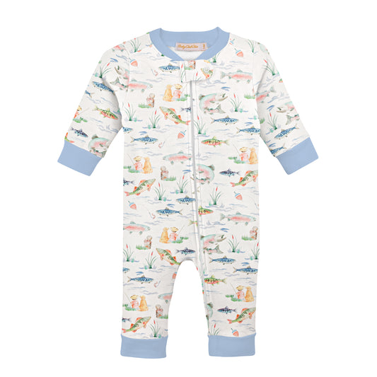 Baby Club Chic Gone Fishing Printed Zipped Coverall