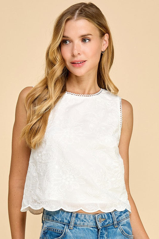 Make Your Mark Floral Scalloped Tank