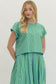 Cabana Stripe Button Back Top In Green Sky