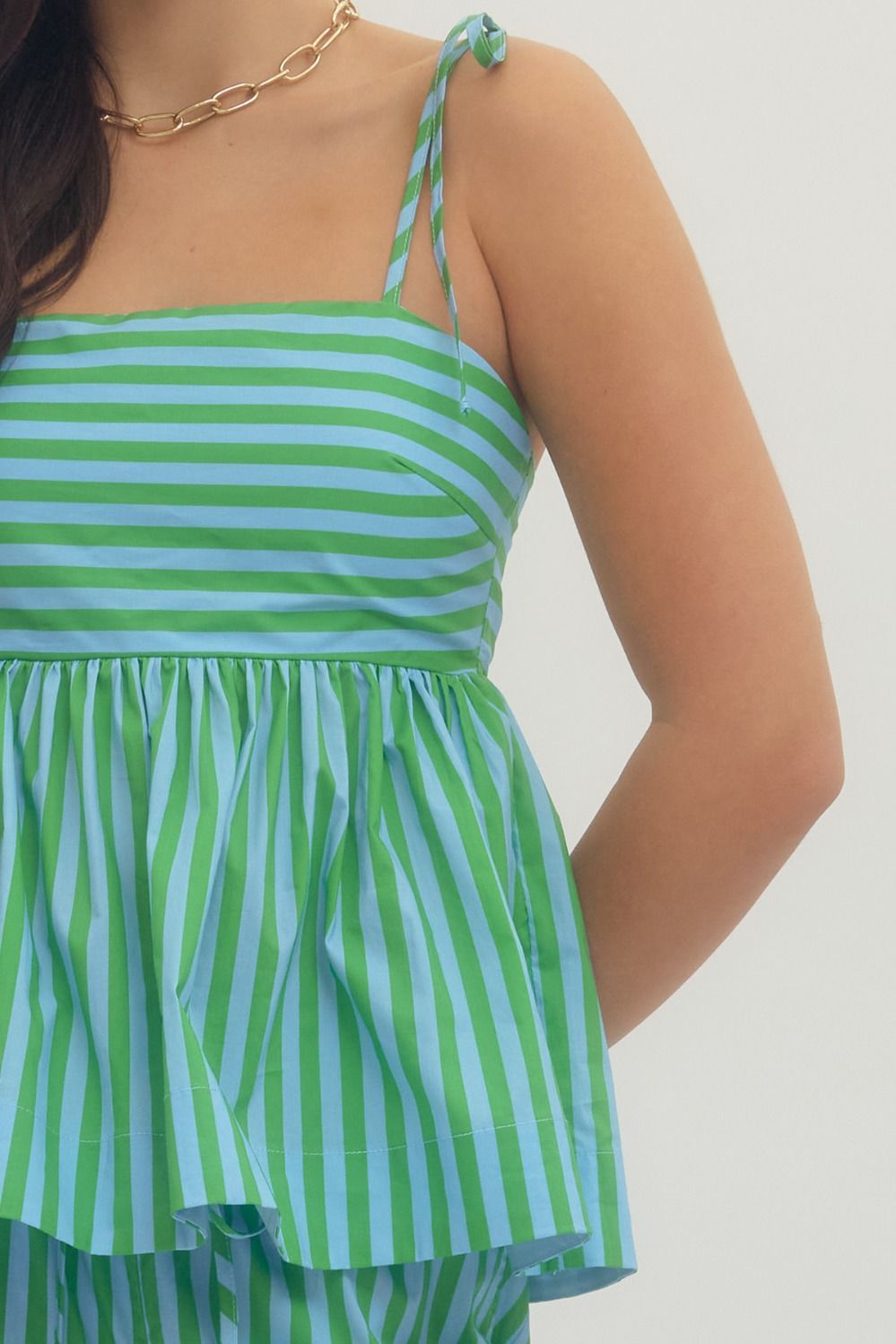 Cabana Stripe Tank Top In Green Sky