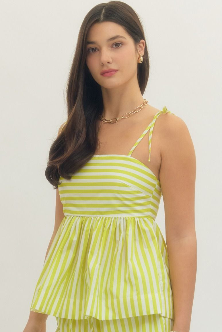Cabana Stripe Tank Top In Lime