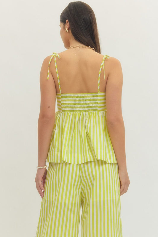 Cabana Stripe Tank Top In Lime
