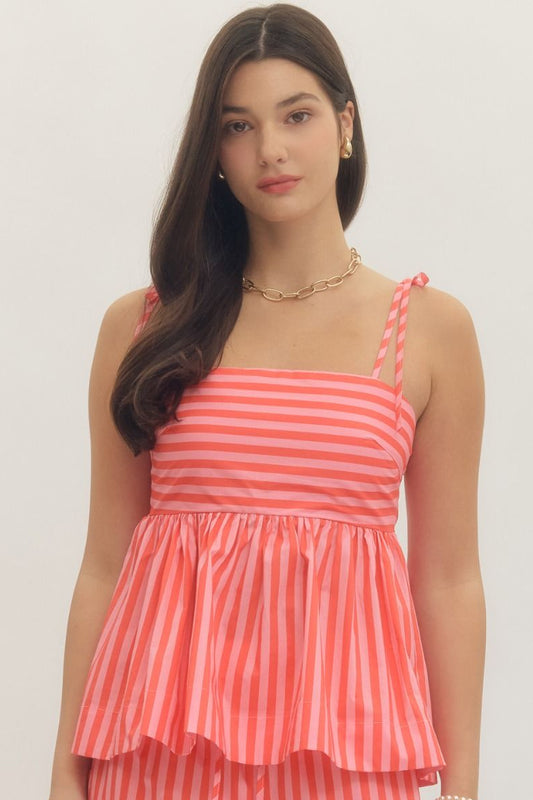 Cabana Stripe Tank Top In Orange