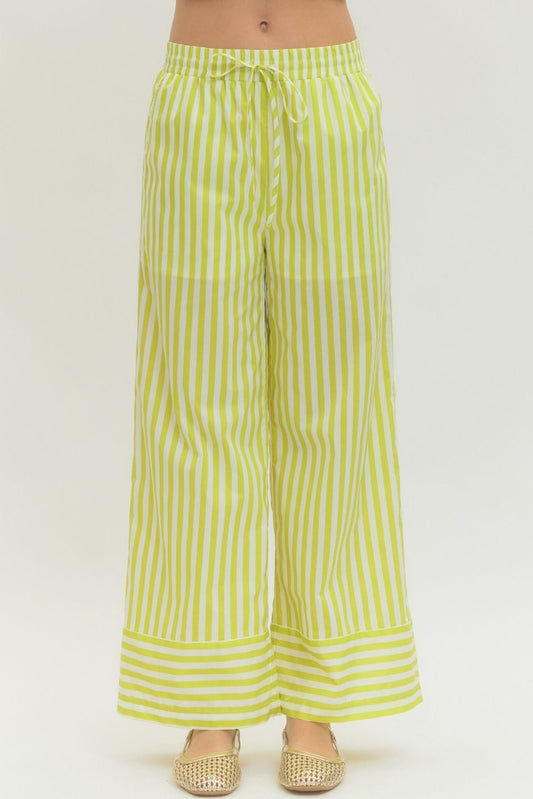 Cabana Stripe Wide Leg Pants In Lime
