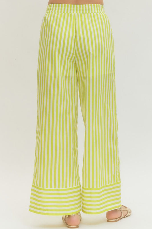 Cabana Stripe Wide Leg Pants In Lime
