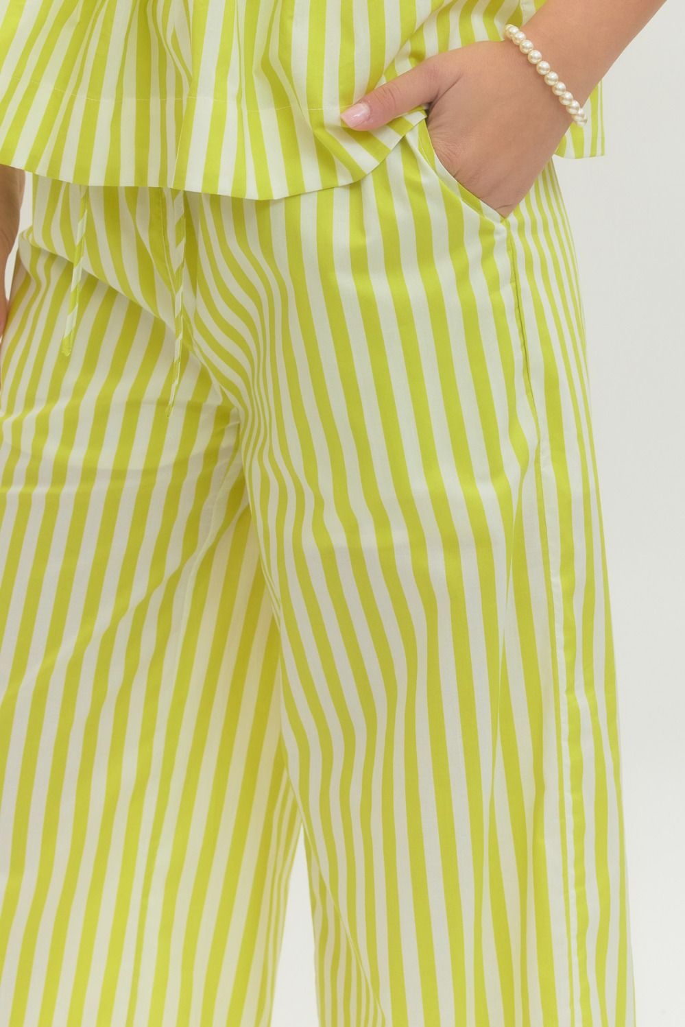 Cabana Stripe Wide Leg Pants In Lime