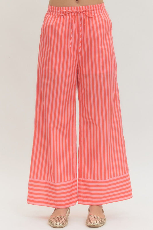 Cabana Stripe Wide Leg Pants In Orange
