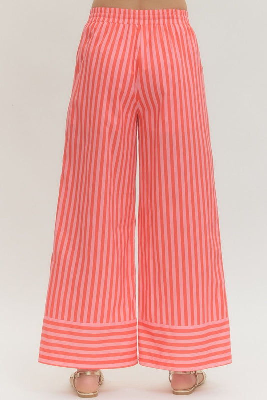 Cabana Stripe Wide Leg Pants In Orange