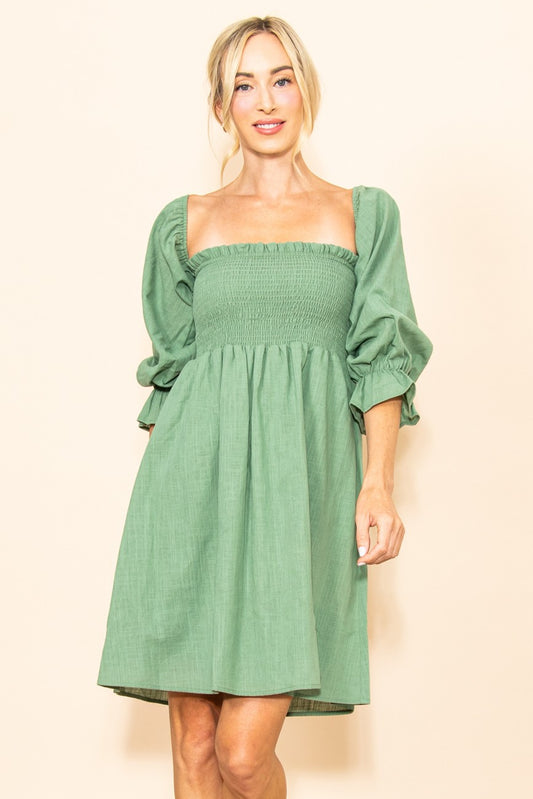 Cameron Linen Dress in Sage