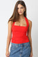 Camila Strapless Ruche Halter Top Red