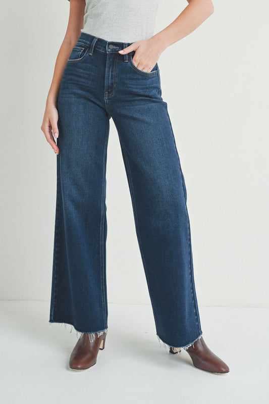 Candice Raw Hem Wide Leg in Dark