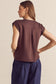 Cap Sleeve V-Neck Top In Brown