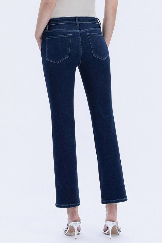 Carlene Mid Rise Slim Straight Jeans In Dark Denim