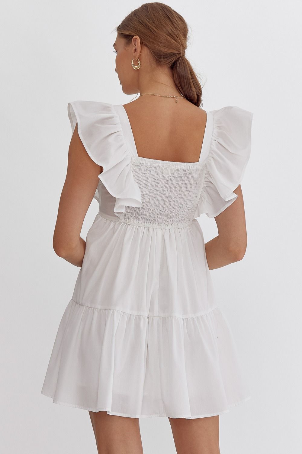 Caroline Ruffle Dress in White