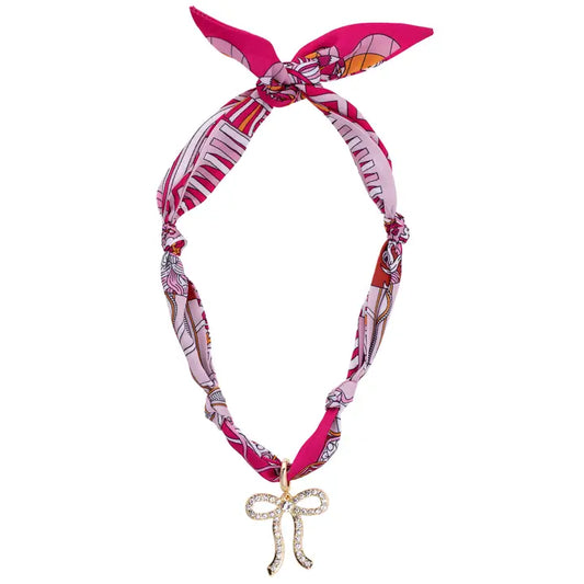 Cassie Pave Bow Scarf Necklace