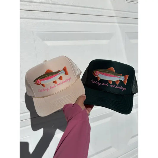 Catching Fish, Not Feelings Trucker Hat In Tan