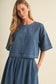 Center Seam Structured Denim Blouse
