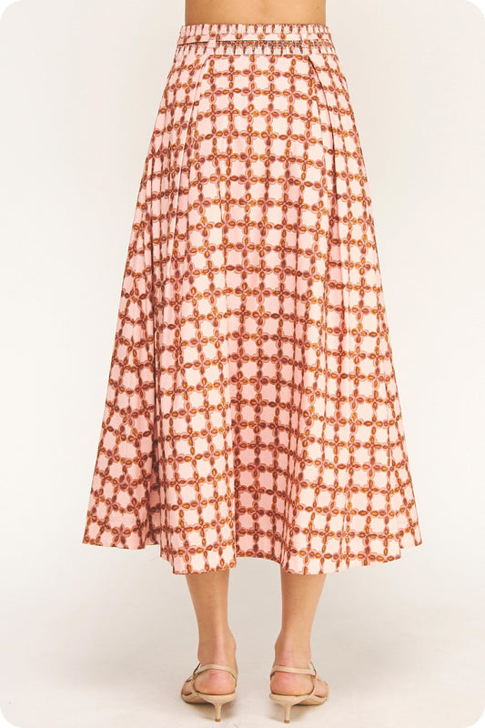 Chainlink Printed A-Line Midi Skirt