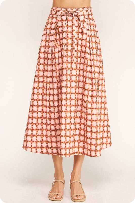 Chainlink Printed A-Line Midi Skirt