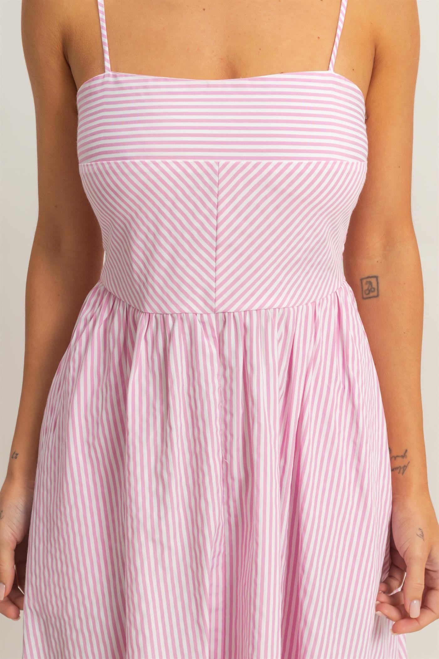 Charming Stripes Midi Dress In Pink