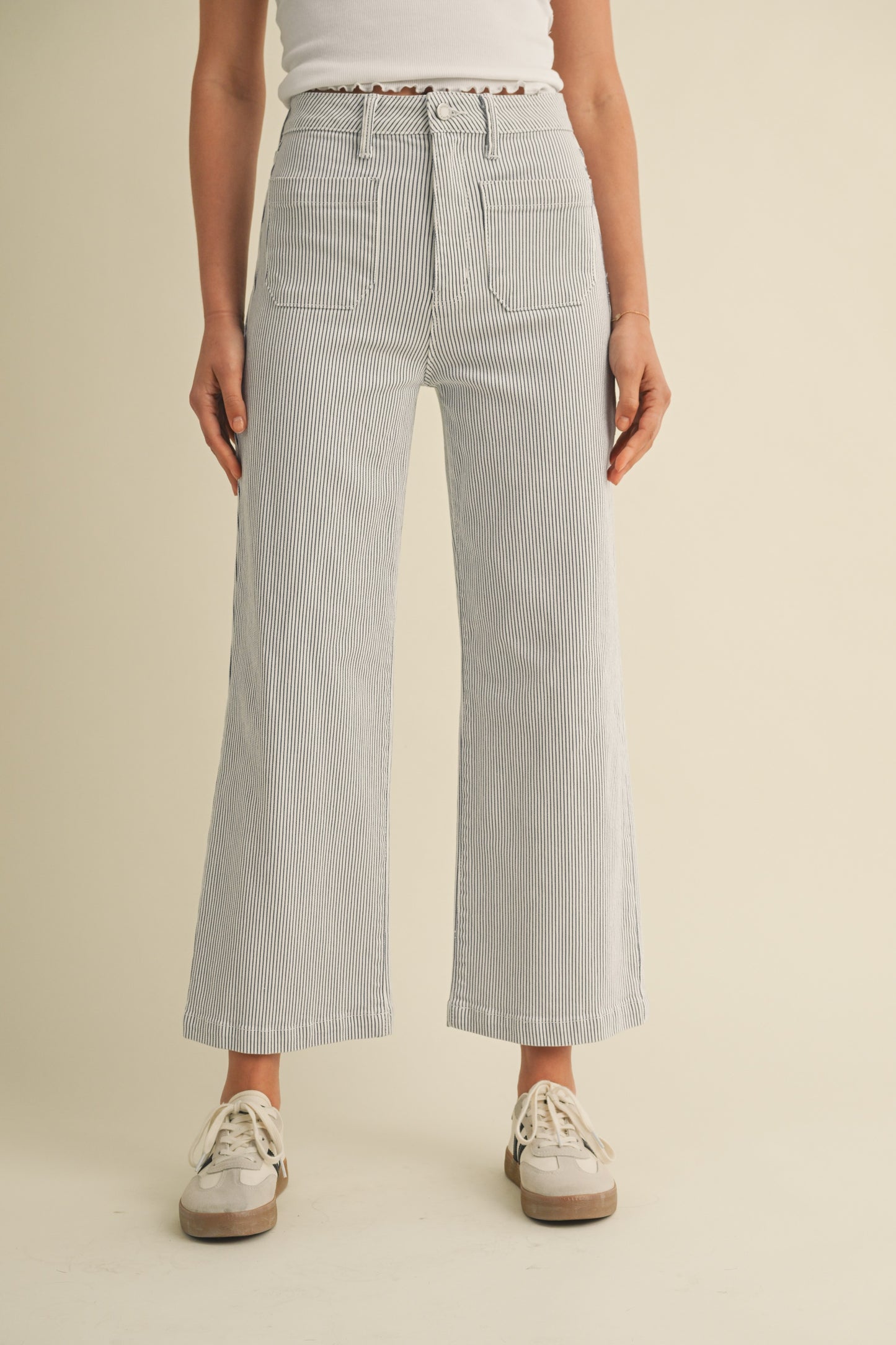 Chloe Patch Pocket Wide Leg Stripe Jean