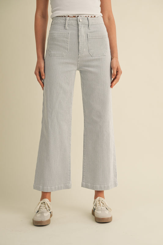 Chloe Patch Pocket Wide Leg Stripe Jean