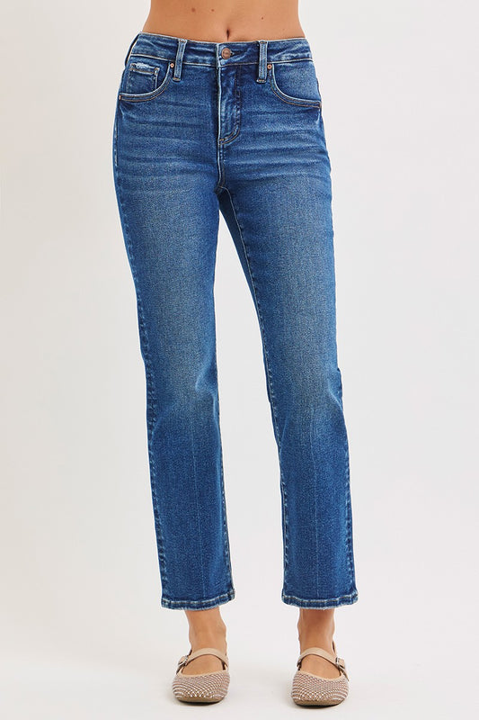 Christina Tummy Control High Rise Crop Straight Jean In Dark
