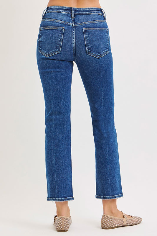 Christina Tummy Control High Rise Crop Straight Jean In Dark