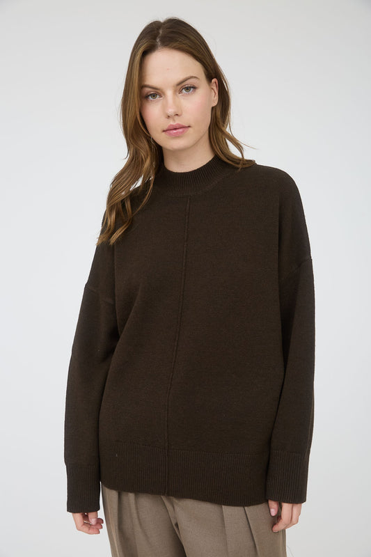 Cider Nights Mock Neck Sweater In Brown