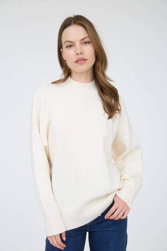 Cider Nights Mock Neck Sweater In Cream