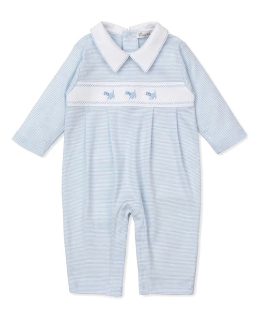 Classic Treasures Puppy Blue Stripe Playsuit