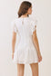 Classic Round Neck Ruffle Sleeve Mini Dress in White