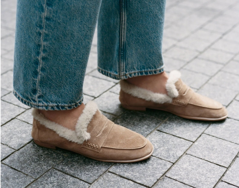 Dolce Vita Cloey Plush Loafers in Light Brown Seude