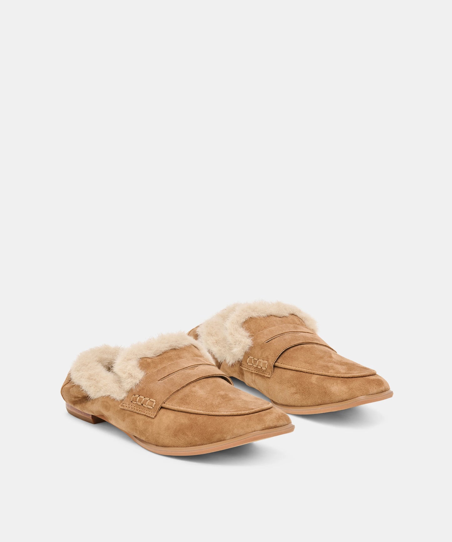 Dolce Vita Cloey Plush Loafers in Light Brown Seude
