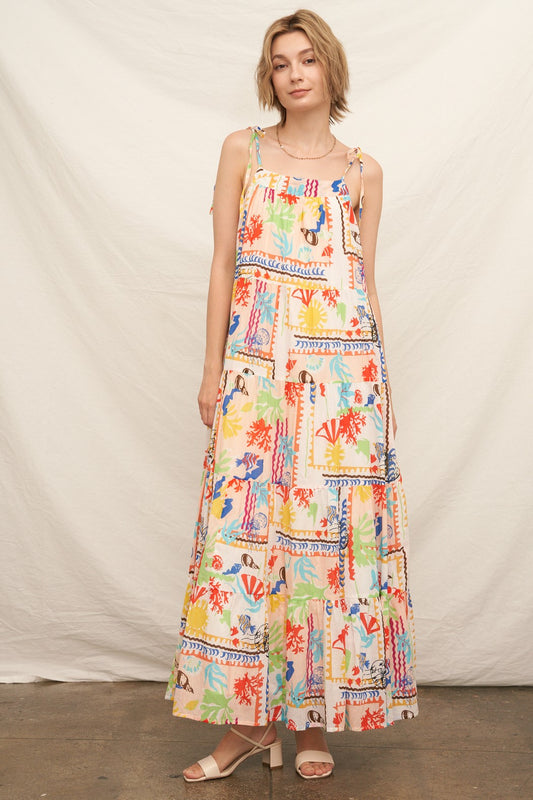 Coastline Print Maxi Dress