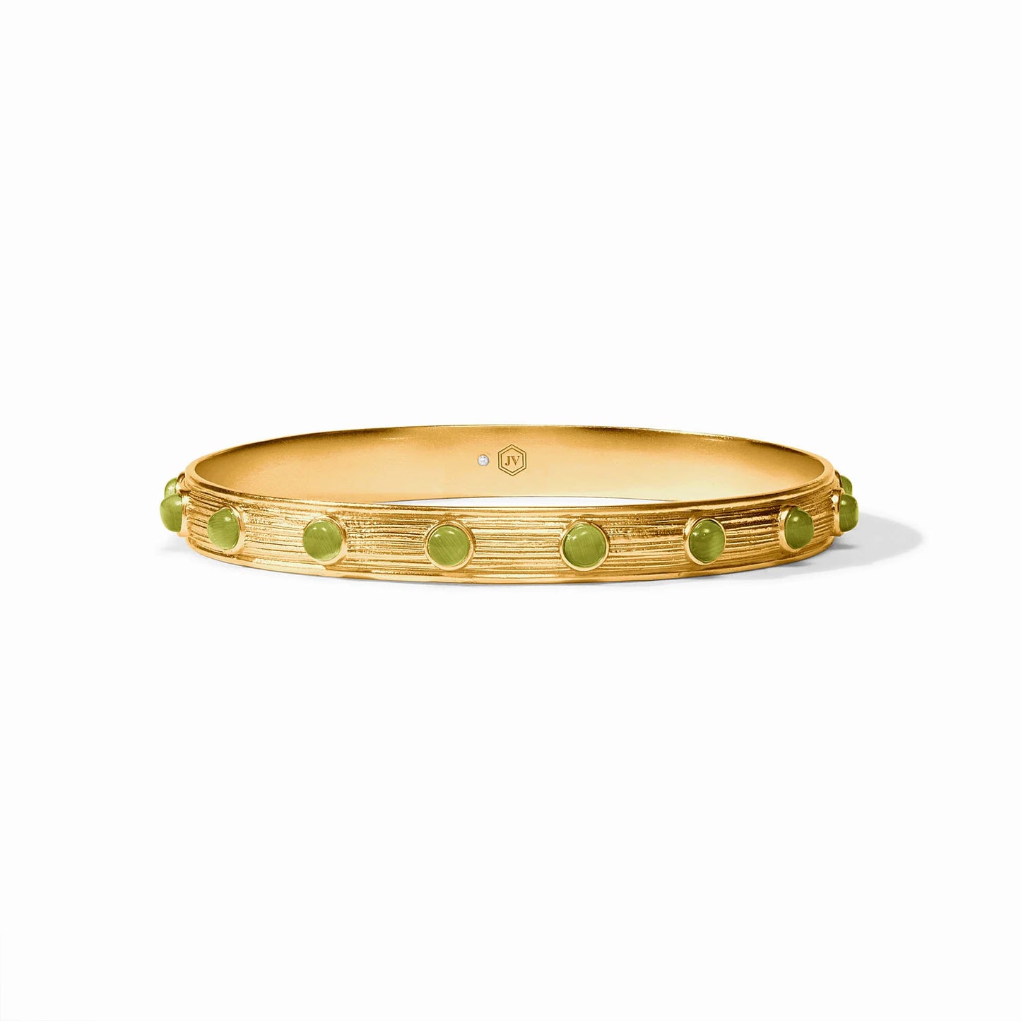 Julie Vos Cobblestone Stone Bangle Green Cat's Eye Medium