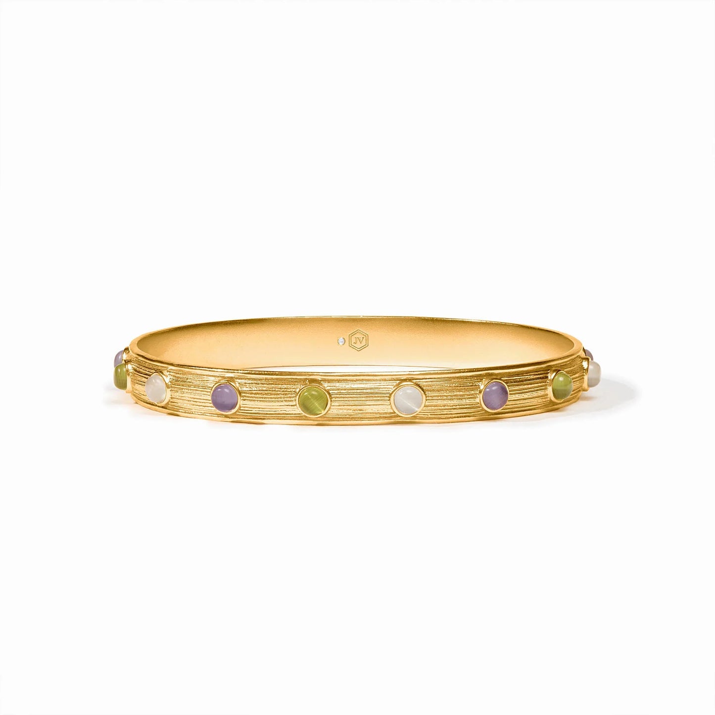Julie Vos Cobblestone Stone Bangle Multi Stone Cat's Eye Medium