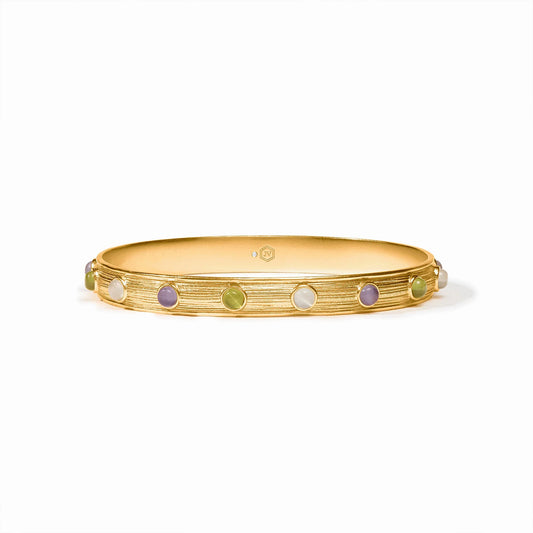 Julie Vos Cobblestone Stone Bangle Multi Stone Cat's Eye Small