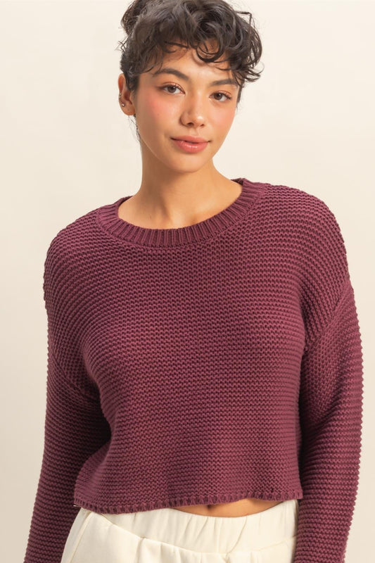 Cooler Weather Sweater In Dark Cherry