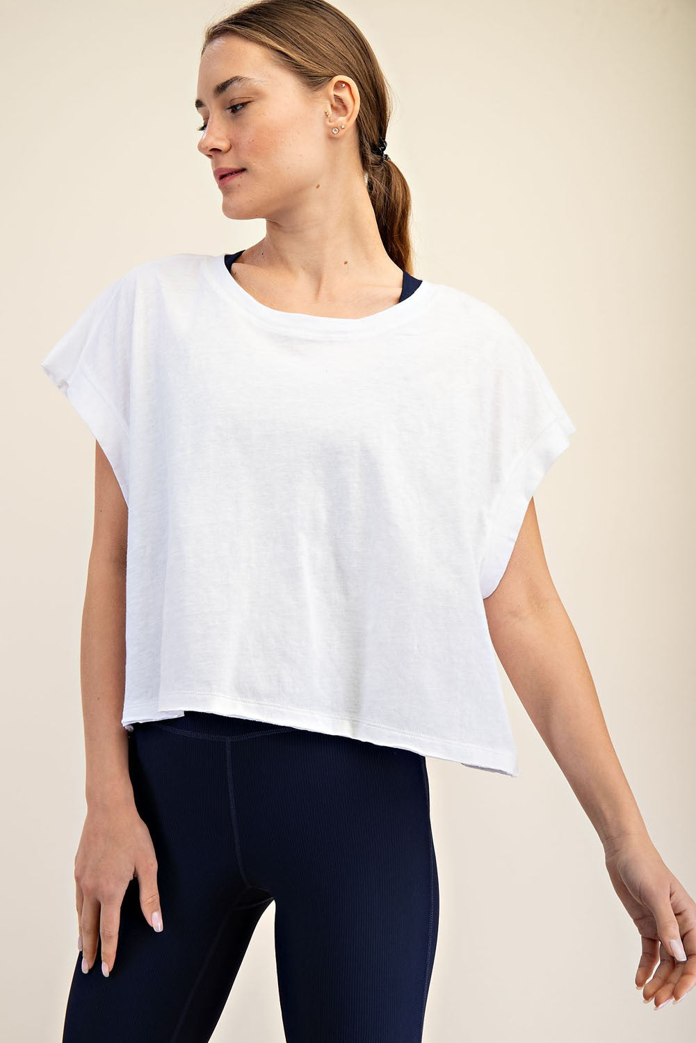 Cotton Slub Open Back Top In White