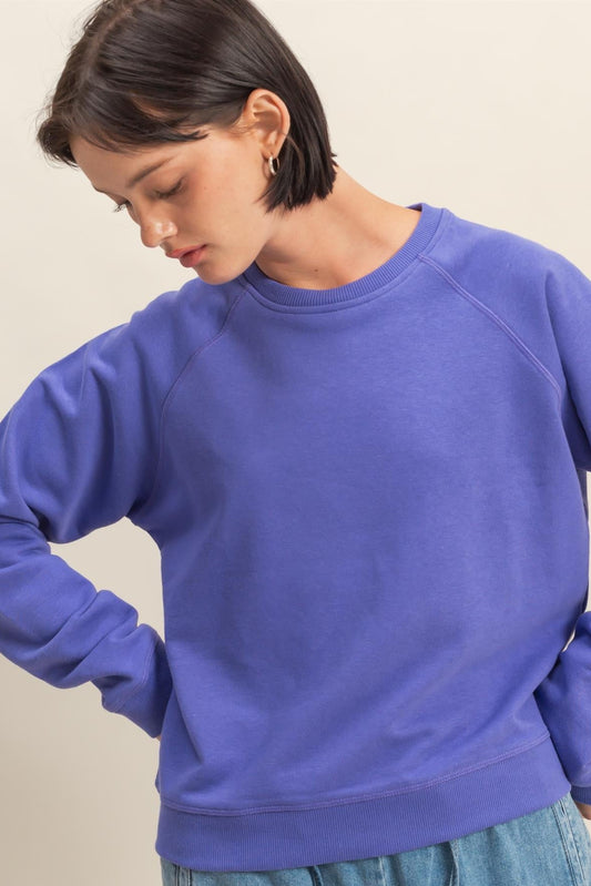 Cozy Pullover Sweatshirt In Iris Purple