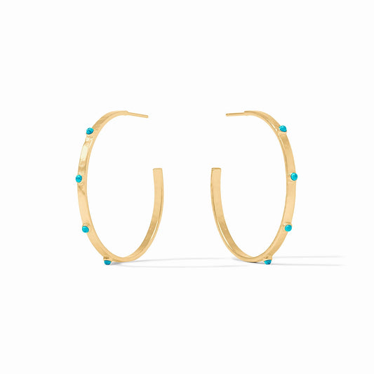 Julie Vos Crescent Stone Hoop Turquoise Blue Large