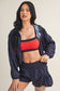 Cutie Polka Dot Lightweight Jacket In Navy & Red