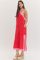 Tonal Halter Maxi Dress in Red