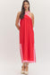 Tonal Halter Maxi Dress in Red