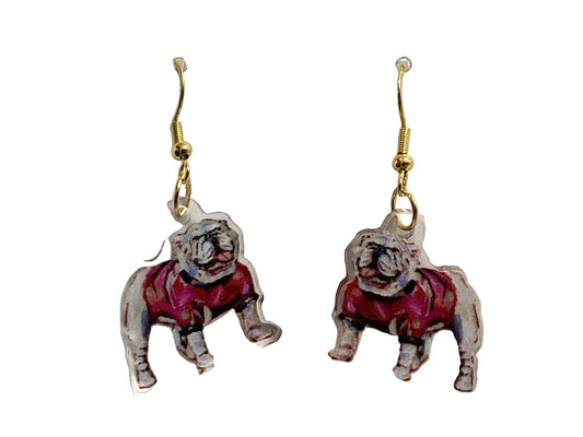 Chelsea McShane Art Bulldog Red Earrings