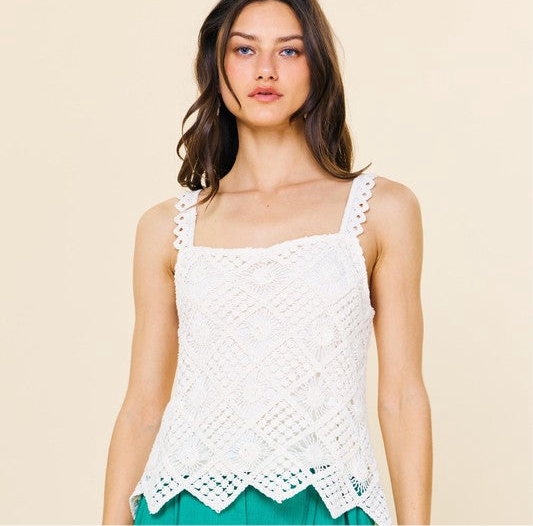 Diamond Crochet Top In Natural