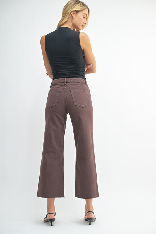 Stella Slim Wide Leg Jeans In Espresso