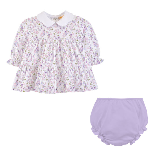Baby Club Chic Paisley Romance Printed Pima Dress With Scalloped Collar
